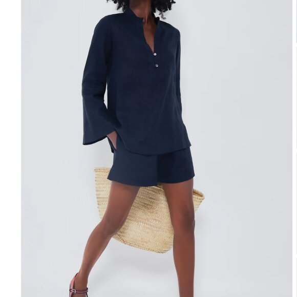 TUCKERNUCK X INDIA HICKSNavy Linen Eleuthera Shorts